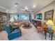 Spacious living room with comfortable seating, a large TV, and a fireplace at 12152 Se 91St Ave, Summerfield, FL 34491
