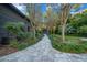 Stone pathway meanders through lush landscaping toward a detached structure at 5004 Se 5Th Ave, Ocala, FL 34480