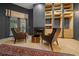 Cozy sitting area with fireplace, built-in shelves, and comfortable armchairs at 5004 Se 5Th Ave, Ocala, FL 34480
