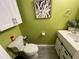 Clean bathroom with updated vanity and stylish shower curtain at 4030 Sw 132Nd Ln, Ocala, FL 34473