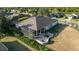 An aerial view showcasing screened-in patio and landscaped backyard at 9175 Sw 65Th Loop, Ocala, FL 34481