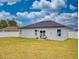 Backyard with patio, white fence, and view of the home's exterior at 15720 Sw 19Th Ter, Ocala, FL 34473