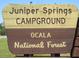 Sign for Juniper Springs Campground in Ocala National Forest at 17935 Se 10Th Pl, Silver Springs, FL 34488