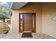 Modern brown front door with sidelights and a tiled entryway at 21959 Nw 6Th St, Dunnellon, FL 34431