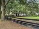 Private paddock with black rail fencing and mature trees at 10502 Se 29Th Ave, Ocala, FL 34480