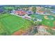 Aerial view of the expansive golf course and clubhouse at 1608 Forest Hills Ln, Haines City, FL 33844