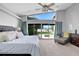 Spacious main bedroom with water views and sliding glass doors at 1441 S Lake Roy Dr, Winter Haven, FL 33884