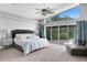 Main bedroom with water view and sliding glass doors to backyard at 1441 S Lake Roy Dr, Winter Haven, FL 33884