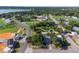 Aerial view showing home's location near park, lake, and church at 319 N Wales Dr, Lake Wales, FL 33853