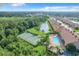Community tennis court and pool surrounded by lush landscaping and lake at 2505 Salzburg Loop, Winter Haven, FL 33884