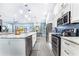 Modern kitchen with island, white cabinets, and stainless steel appliances at 2931 Chickasaw Cir, Haines City, FL 33844
