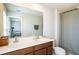 Bathroom boasts double vanity and shower at 5031 Starboard St, Haines City, FL 33844