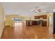 Open concept kitchen with stainless steel appliances and island at 3038 Spirit Lake Dr, Winter Haven, FL 33880
