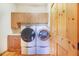Laundry room with washer, dryer, and ample cabinet storage at 29 Turtle Ln, Haines City, FL 33844