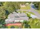 Aerial view highlighting the home's backyard and pool at 34415 Kingfish St, Fruitland Park, FL 34731