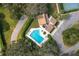 Aerial view of community pool, tennis courts, and clubhouse at 109 Odin Dr, Winter Haven, FL 33884