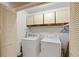 Bright laundry room, washer, dryer, and cabinets at 6001 Country Club Dr, Lake Wales, FL 33898