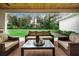 Relaxing covered patio overlooking a lush green backyard at 2997 Sequoyah Dr, Haines City, FL 33844