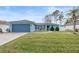 Charming single-story home with a blue exterior and well-maintained lawn at 910 Nancy Ct, Kissimmee, FL 34759