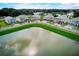 Aerial view of houses and a lake in a residential area at 2409 Shanti Dr, Kissimmee, FL 34746