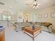 Open concept bonus room with a large sectional sofa and coffee table at 1217 Radiant St, Reunion, FL 34747