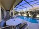 Outdoor patio area with pool and table at 1821 Morning Star Dr, Clermont, FL 34714