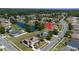 Aerial view showing house location in residential neighborhood at 3260 Marshfield Preserve Way, Kissimmee, FL 34746