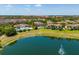 Aerial view of the community, highlighting the location of the condo near a pond at 2732 Oakwater Dr # 101, Kissimmee, FL 34747