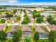 Aerial view of neighborhood with houses, roads, and a pond at 844 Suffolk Pl, Davenport, FL 33896