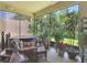 Relaxing sunroom with a hot tub, wicker furniture, and lush greenery at 806 Ebb Tide Ln, Poinciana, FL 34759