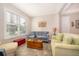 Cozy living room featuring two sofas, a coffee table, and large windows at 2518 Fontaine Dr, Kissimmee, FL 34741