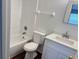 Clean bathroom with white vanity and shower/tub combo at 414 Banana Cay Dr # I, South Daytona, FL 32119