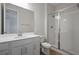 Bathroom with single sink vanity and shower stall at 4248 Sawtooth Ct, Tavares, FL 32778
