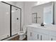 Clean bathroom with single vanity and shower at 4043 Bannock Ave, Tavares, FL 32778