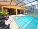 Inviting pool area with patio furniture and covered lanai at 2955 Beach Palm Ave, Kissimmee, FL 34747