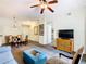 Open living and dining area with a comfortable seating area and a large flat-screen TV at 8125 Resort Village Dr # 51104, Orlando, FL 32821