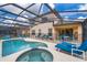 Relaxing screened pool and spa with patio furniture at 8612 La Isla Dr, Kissimmee, FL 34747
