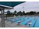 Community lap pool with shade structures, lane dividers and starting blocks at 2513 Rock Pl, Kissimmee, FL 34759