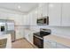 Modern kitchen featuring stainless steel appliances and white cabinetry at 176 Flag Lilly Ln, Umatilla, FL 32784
