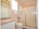 Bathroom with shower, toilet, and single vanity at 648 Copeland Dr, Haines City, FL 33844