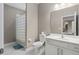 Bathroom with shower/tub combo and white vanity at 5222 Waterside Vista Ln, St Cloud, FL 34771