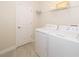 Bright laundry room with washer, dryer, and shelving at 2744 Bookmark Dr, Kissimmee, FL 34746
