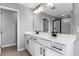 Bathroom boasts double vanity and separate shower at 4236 Sawtooth Ct, Tavares, FL 32778