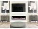 Living area fireplace with a large TV and side tables at 8079 Nemours Pkwy, Orlando, FL 32827