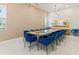 Formal dining room with large table and blue velvet chairs at 1735 Oak Blossom Dr, Davenport, FL 33837