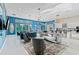 Open concept living area with kitchen, blue walls, and stylish furniture at 1735 Oak Blossom Dr, Davenport, FL 33837