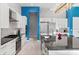 Modern kitchen with white cabinets, large island, and stainless steel appliances at 1735 Oak Blossom Dr, Davenport, FL 33837