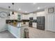 Modern kitchen with white cabinets, stainless steel appliances and an island at 4514 Narrative Ln, Kissimmee, FL 34746