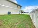 Backyard with a grassy area and a white vinyl fence at 592 Lake Smart Blvd, Winter Haven, FL 33881