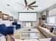Spacious home theater with projector and seating at 592 Lake Smart Blvd, Winter Haven, FL 33881